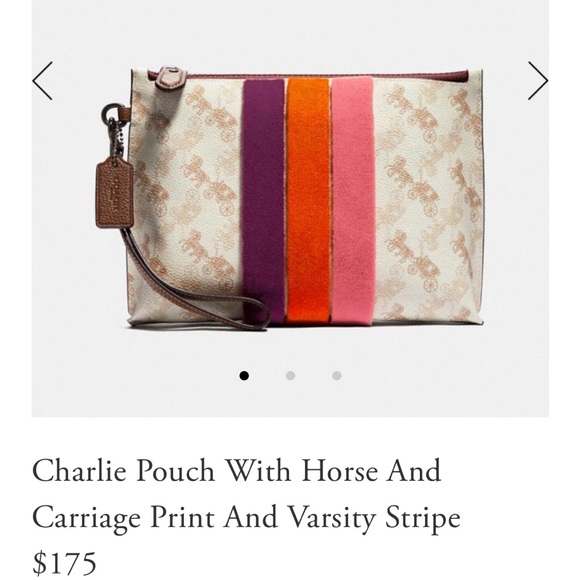 COACH Field Tote with Varsity Stripe(Including matching Charlie Pouch) - Picture 7 of 12